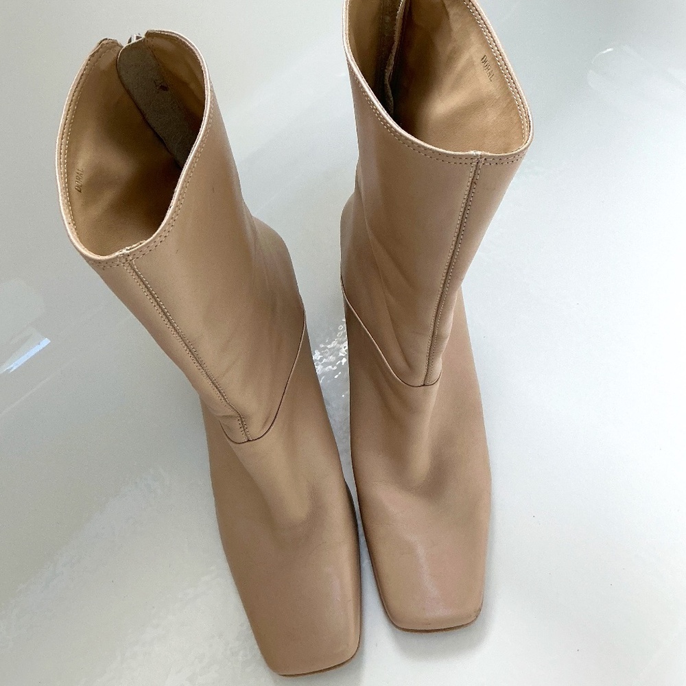 K Studio, Tan, Leather Ankle Boots, Size 8 1/2